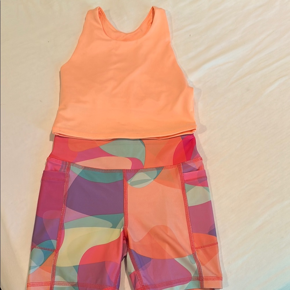 Colorful Girls Athletic Tank and Shorts Set